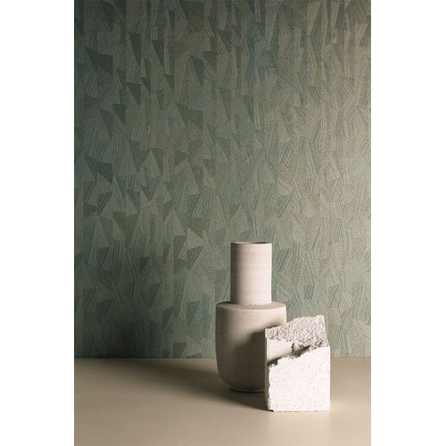 Papel de Parede Muse Geométrico Verde e Dourado Metalizado MU3006 Papel de Parede Muse Geométrico Verde e Dourado Metalizado MU3006