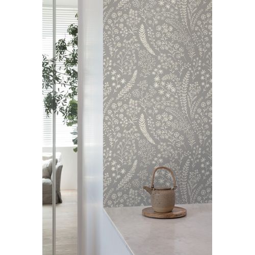 Papel de Parede Muse Floral Cinza e Branco A58703 Papel de Parede Muse Floral Cinza e Branco A58703