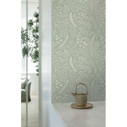 Papel de Parede Muse Floral Verde e Branco A58702 Papel de Parede Muse Floral Verde e Branco A58702