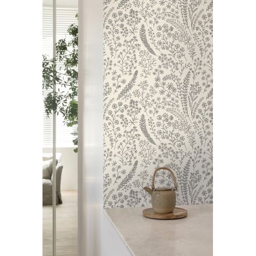 Papel de Parede Muse Floral Branco e Preto A58701 Papel de Parede Muse Floral Branco e Preto A58701