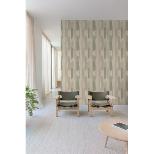 Papel de Parede Muse Geométrico Verde e Bege A57001 Papel de Parede Muse Geométrico Verde e Bege A57001