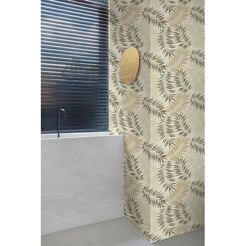 Papel de Parede Muse Folhagem Verde Verde e Bege A56202 Papel de Parede Muse Folhagem Verde Verde e Bege A56202