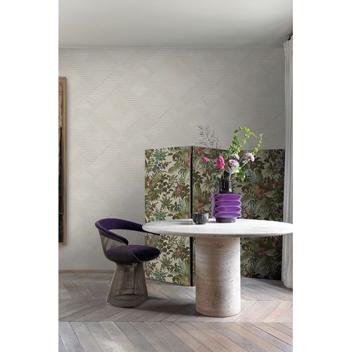 Papel de Parede Muse Geométrico Listradinho Bege e Prata A55402 Papel de Parede Muse Geométrico Listradinho Bege e Prata A55402