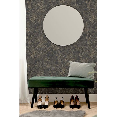 Papel de Parede Muse Folhagem Preto e Prata A51403 Papel de Parede Muse Folhagem Preto e Prata A51403