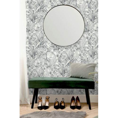 Papel de Parede Muse Folhagem Preto e Branco A51401