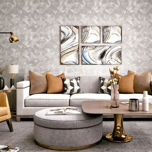 Papel-de-Parede-Colorkey-Geometrico-Bege-e-Prata-COL1001 Papel-de-Parede-Colorkey-Geometrico-Bege-e-Prata-COL1001