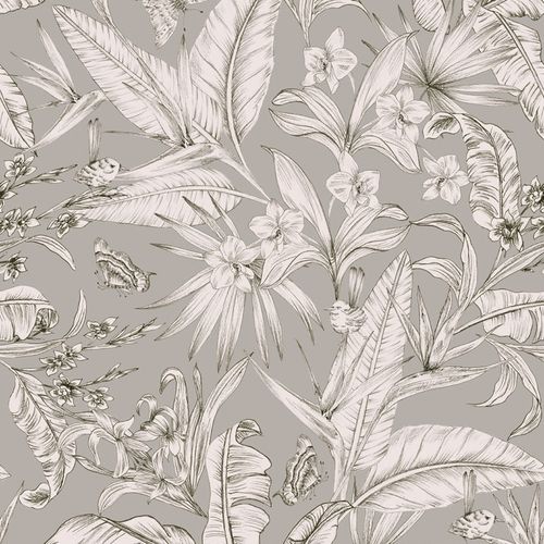 Papel de Parede Botânica HF Folhagem Cinza 81420